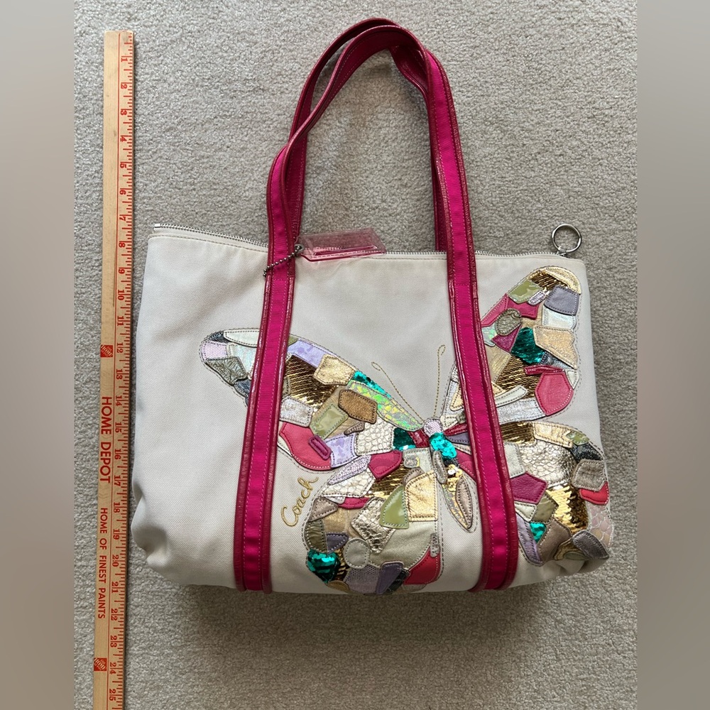 Coach Poppy Butterfly Tote Bag